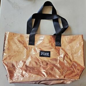 NWT Victoria's Secret PINK Large Tote Bag double handles Purse in Rose gold